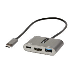 StarTech.com Adaptateur USB-C HDMI, Adaptateur Multiport USB-C vers HDMI 4K, 100W PD Passthrough, Hub USB 3.0 5Gbps (1xType-C/1x