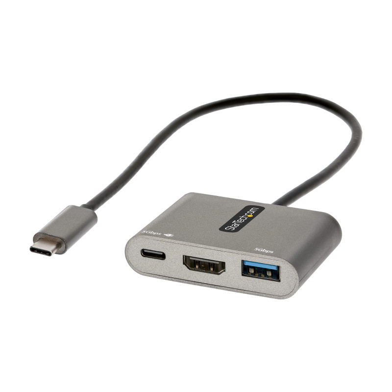 StarTech.com Adaptateur USB-C HDMI, Adaptateur Multiport USB-C vers HDMI 4K, 100W PD Passthrough, Hub USB 3.0 5Gbps (1xType-C/1x StarTech.com Adaptateur USB-C HDMI, Adaptateur Multiport USB-C vers HDMI 4K, 100W PD Passthrough, Hub USB 3.0 5Gbps (1xType-C/1x