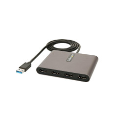 StarTech.com Adaptateur USB 3.0 vers Quad HDMI, USB vers 4x HDMI pour Windows (Pas de Support pour macOS/ChromeOS/Linux)