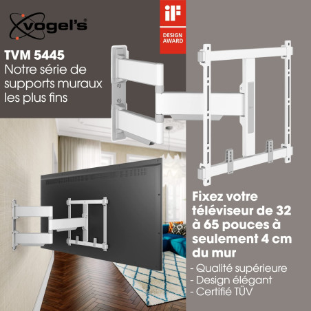 Vogel's Elite 5445 Support Mural TV pivotant et Ultra-Mince pour téléviseurs de 32 à 65 Pouces, Max. 35 kg, Pivote jusqu'à 180°,