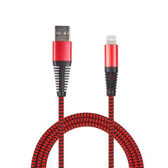 2GO Câble de données USB et câble de charge compatible avec Apple Lightning avec gaine en nylon rouge, fiche métallique avec pro