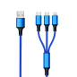 2GO Câble de charge USB - Bleu - 150 cm - Pour micro USB & Apple 8 broches & USB Type-C