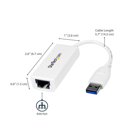 StarTech.com Adaptateur Réseau USB 3.0 vers Gigabit Ethernet - 10/100/1000 NIC - Adaptateur LAN USB vers RJ45 pour PC, Ordinateu