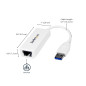 StarTech.com Adaptateur Réseau USB 3.0 vers Gigabit Ethernet - 10/100/1000 NIC - Adaptateur LAN USB vers RJ45 pour PC, Ordinateu StarTech.com Adaptateur Réseau USB 3.0 vers Gigabit Ethernet - 10/100/1000 NIC - Adaptateur LAN USB vers RJ45 pour PC, Ordinateu