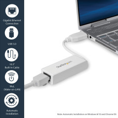 StarTech.com Adaptateur Réseau USB 3.0 vers Gigabit Ethernet - 10/100/1000 NIC - Adaptateur LAN USB vers RJ45 pour PC, Ordinateu