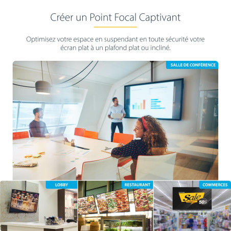 StarTech.com Support plafond inclinable pour télévision à écran plat de 32 in. à 75 in. - Pour TV LCD, LED ou Plasma (FLATPNLCEI