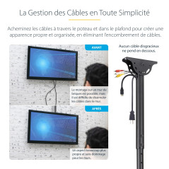 StarTech.com Support plafond inclinable pour télévision à écran plat de 32 in. à 75 in. - Pour TV LCD, LED ou Plasma (FLATPNLCEI