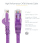 StarTech.com Câble réseau Cat6 UTP sans crochet - 50 cm Violet - Cordon Ethernet RJ45 anti-accroc - Câble patch (N6PATC50CMPL) StarTech.com Câble réseau Cat6 UTP sans crochet - 50 cm Violet - Cordon Ethernet RJ45 anti-accroc - Câble patch (N6PATC50CMPL)