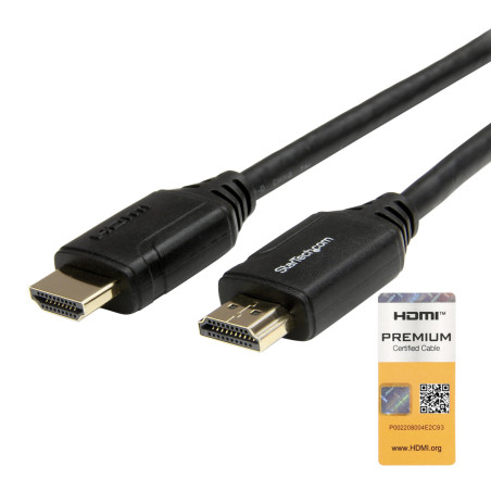StarTech.com Câble Premium HDMI 2.0 Certifié avec Ethernet 50cm - Câble Ultra HD High Speed 4K 60Hz HDR10 - Cordon HDMI (Connect