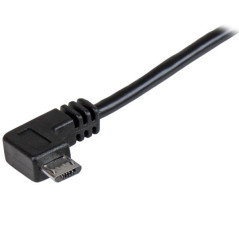 StarTech.com Câble de charge et synchronisation Micro USB de 2 m - Cordon USB-A vers Micro-B à angle droit - M/M - 0,25 mm² (USB