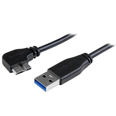 StarTech.com Câble Micro USB 3.0 slim - Cordon USB-A vers Micro-B à angle gauche de 2 m - USB 3.1 Gen 1 (5 Gb/s) - M/M (USB3AU2M
