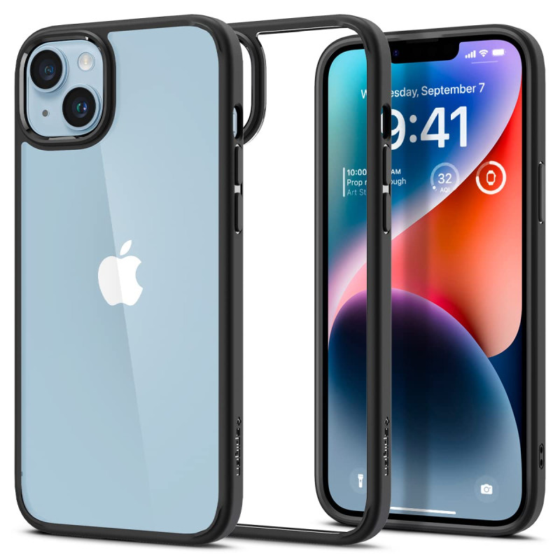 Spigen Ultra Hybrid Coque pour iPhone 14 [Anti-Jaunissement] - Noir Mat