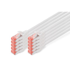 DIGITUS Câble LAN Cat 6 - 3m - 10 pièces - RJ45 Câble réseau - S/FTP Blindé - Compatible Cat 6A & Cat 7 - Blanc