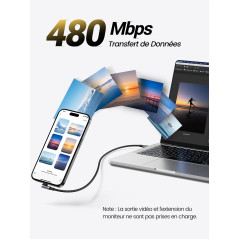UGREEN Câble USB C vers USB C Coudé 100W Charge Rapide Câble USB Type C 5A en Nylon Tressé Compatible avec iPhone 17 Pro Max Air