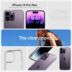 Spigen Ultra Hybrid Coque pour iPhone 14 Pro Max [Anti-Jaunissement] - Transparent