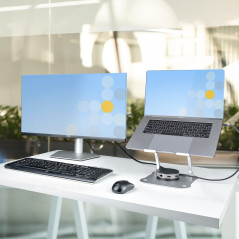 StarTech.com Laptop Stand for Desk, Ergonomic Laptop Stand Adjustable Height, Aluminum, Portable, Max. 22lb (10kg), Foldable Lap