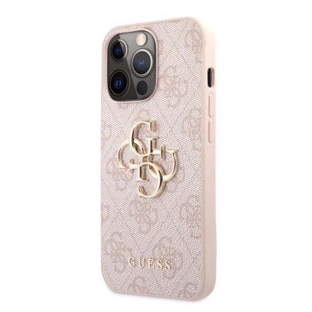 GUESS GUHCP13X4GMGPI Coque pour iPhone 13 Pro Max 6,7" Rose 4G Logo Big Metal