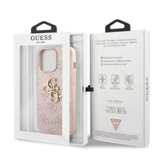 GUESS GUHCP13X4GMGPI Coque pour iPhone 13 Pro Max 6,7" Rose 4G Logo Big Metal