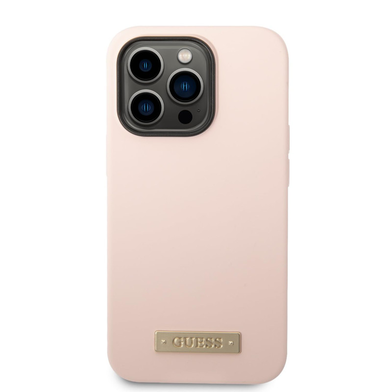 GUESS GUHMP14XSBPLP Coque Rigide en Silicone pour iPhone 14 Pro Max 6,7" Rose/Rose