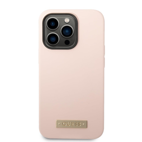 GUESS GUHMP14XSBPLP Coque Rigide en Silicone pour iPhone 14 Pro Max 6,7" Rose/Rose