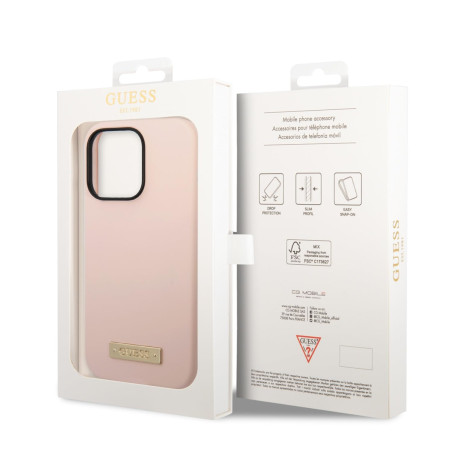 GUESS GUHMP14XSBPLP Coque Rigide en Silicone pour iPhone 14 Pro Max 6,7" Rose/Rose