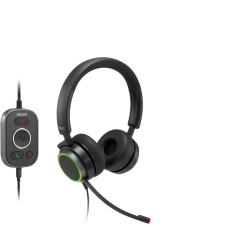 Snom A330D Casque avec Micro - écouteurs Filaires Supra-Auriculaires, Audio Pleine Bande, Commande 5 Boutons, Jack 3,5mm Et USB
