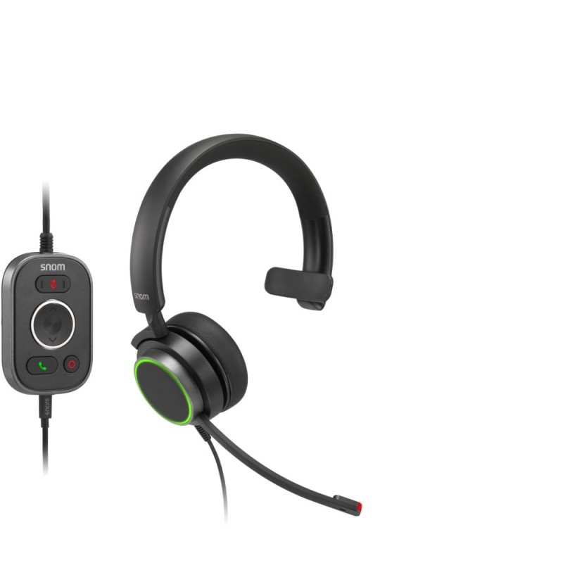 Snom A330M Casque Filaire avec Écouteurs Supra-Auriculaires - Audio Pleine Bande, Microphone Anti-Bruit, Commande 5 Boutons, Co