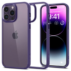 Spigen Ultra Hybrid Coque Compatible avec iPhone 14 Pro [Anti-Jaunissement] - Violet Foncé