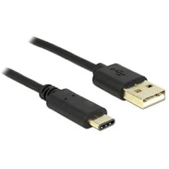 DeLOCK 2m, USB2.0-A/USB2.0-C câble USB USB A USB C Noir - Câbles USB (USB2.0-A/USB2.0-C, 2 m, USB A, USB C, 2.0, Male connector