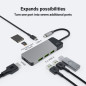 Adaptateur Station d'accueil HUB USB-C PD 85W GC Connect 7en1 (3xUSB-A 3.1 HDMI 4K 60Hz SD microSD) pour Apple MacBook M1/M2, Le Adaptateur Station d'accueil HUB USB-C PD 85W GC Connect 7en1 (3xUSB-A 3.1 HDMI 4K 60Hz SD microSD) pour Apple MacBook M1/M2, Le