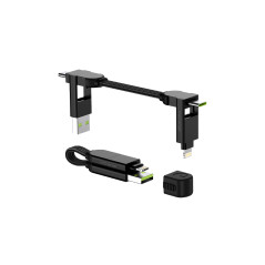 Rolling Square inCharge X – Câble de charge USB C, câble Lightning pour smartphone, câble universel 6 en 1, prise USB, noir, 100