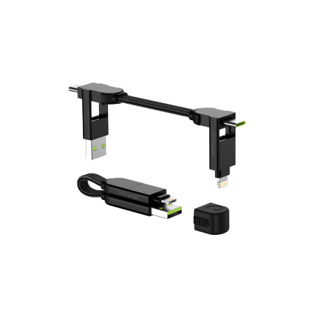 Rolling Square inCharge X – Câble de charge USB C, câble Lightning pour smartphone, câble universel 6 en 1, prise USB, noir, 100