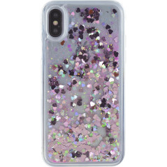 BigBen Connected Coque rigide liquide avec paillette pour iPhone XS Bleu/Rose