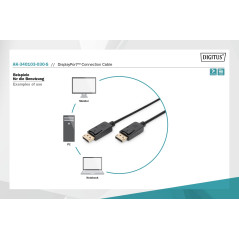DIGITUS Câble DisplayPort - Full-HD 1080p/60Hz - 3m - avec verrouillage - Displayport 1.1a - Compatible avec PC, moniteur, carte