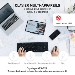 CHERRY KW X ULP, Clavier mécanique Haut de Gamme Ultra-Plat, Disposition EU (QWERTY), Clavier Compact Multi-appareils Jusqu’à 4