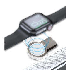 Chargeur sans Fil magnétique pour Apple Watch 7/6/SE/5/4 2 en 1 USB A + USB C Blanc Bigben