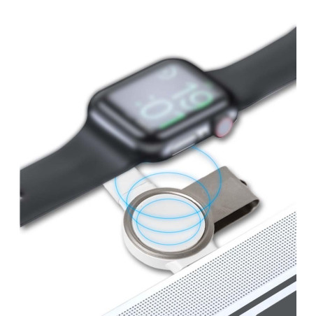 Chargeur sans Fil magnétique pour Apple Watch 7/6/SE/5/4 2 en 1 USB A + USB C Blanc Bigben