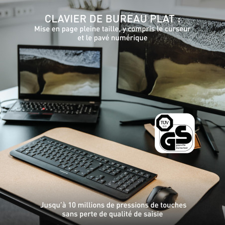 CHERRY KW 3000, Clavier sans Fil avec pavé numérique, Disposition EU (QWERTY), Connexion Radio 2,4 GHz, Touches silencieuses, De
