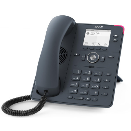 Snom D150 TéLéPhone VoIP SIP avec Fil Gris Ardoise - ÉCran LCD 2,8 Pouces, Switch Ethernet Gigabit, PoE Classe 1, 2 Comptes S
