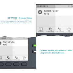 Snom D150 TéLéPhone VoIP SIP avec Fil Gris Ardoise - ÉCran LCD 2,8 Pouces, Switch Ethernet Gigabit, PoE Classe 1, 2 Comptes S
