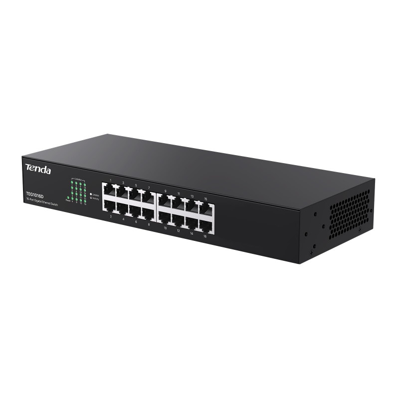 Tenda Switch Ethernet 16 Ports, Switch Gigabit 10/100/1000 Mbps, Plug & Play, Rackable, Auto MDI/MDIX, Format Bureau, Boitier Mé Tenda Switch Ethernet 16 Ports, Switch Gigabit 10/100/1000 Mbps, Plug & Play, Rackable, Auto MDI/MDIX, Format Bureau, Boitier Mé