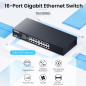 Tenda Switch Ethernet 16 Ports, Switch Gigabit 10/100/1000 Mbps, Plug & Play, Rackable, Auto MDI/MDIX, Format Bureau, Boitier Mé Tenda Switch Ethernet 16 Ports, Switch Gigabit 10/100/1000 Mbps, Plug & Play, Rackable, Auto MDI/MDIX, Format Bureau, Boitier Mé