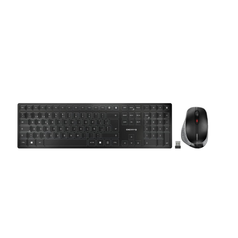 CHERRY DW 9500 Slim, Ensemble Clavier et Souris sans Fil, Disposition espagnole (QWERTY), Bluetooth ou Radio 2,4 GHz, Souris Erg