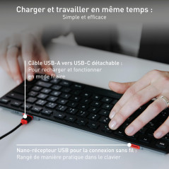 CHERRY KW 9200 Mini, Clavier Compact Multi-Appareils Jusqu’à 4 Appareils, Disposition Pan-Nordique (QWERTY), Bluetooth, 2,4 GHz 