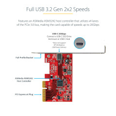 StarTech.com PEXUSB321C Carte et Adaptateur d'interfaces Interne USB 3.2 Gen 2 (3.1 Gen 2)