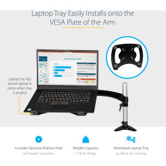 StarTech.com Support de Bureau pour Ordinateur Portable - Bras Articulé PC Portable ou Écran 34" - Support VESA - Plateau Ordina