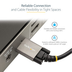 StarTech.com Câble USB C 10Gbps 50cm à Verouillage par Vis Latérale - Câble USB 3.2 Gen 2 Type-C - 100W/5A Power Delivery, DP Al