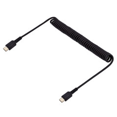 StarTech.com Câble de Charge USB-C de 1m - Adaptateur USB-C vers USB-C Enroulé à Usage Intesif - Câble TB3 en Fibre Aramide Robu