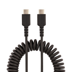 StarTech.com Câble de Charge USB-C de 1m - Adaptateur USB-C vers USB-C Enroulé à Usage Intesif - Câble TB3 en Fibre Aramide Robu