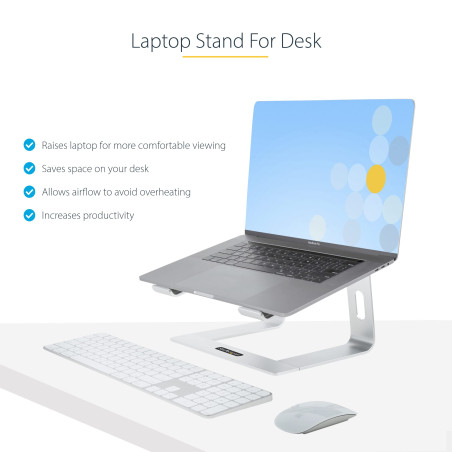 StarTech.com Support Ordinateur Portable (5kg) - Socle Ordinateur Portable en Aluminium, Argenté - Réhausseur PC pour MacBook Ai